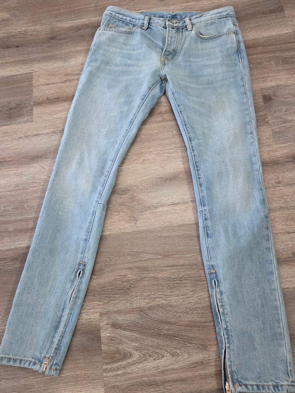 MNML Men’s Size 32 Light Wash Skinny Jeans Button Fly Ankle Zip Streetwear